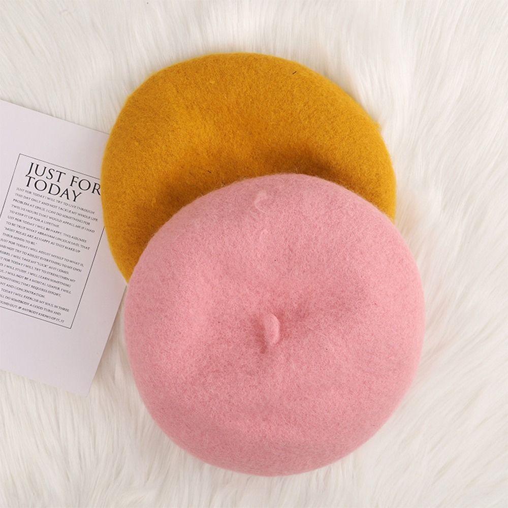 Woolen Warm Winter Kids Berets Solid Color Baby Pumpkin Cap Infant Winter Beanie  For Baby Girl