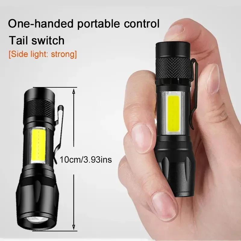 Mini LED Lommelykt USB Oppladbar Zoombar Lommelykt Høy Effekt Bærbar Spotlys Vanntett Lang Rekkevidde Utendørs Camping Lanterne