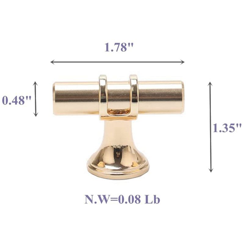ABUL-16 Packs Champagne Gold Cabinet Knobs Drawer Knobs Euro T Bar Cabinet Handles Modern Knobs For Cabinets And Drawers