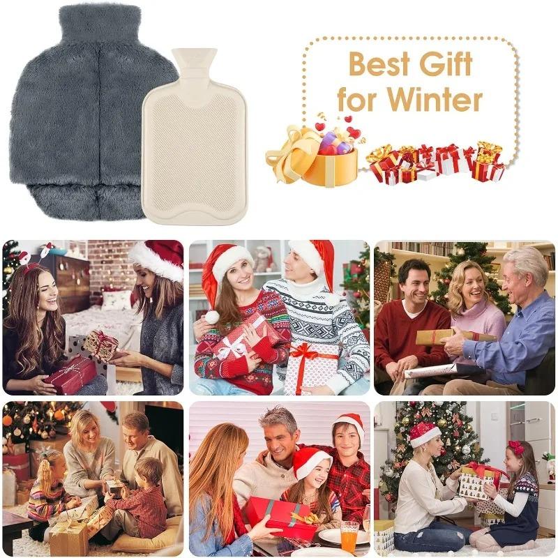 2L Large Leakproof Hot Water Bottle Foot Warmer Without Electricity Super Soft Cozy Thick Heating Pads for Winter Warmth