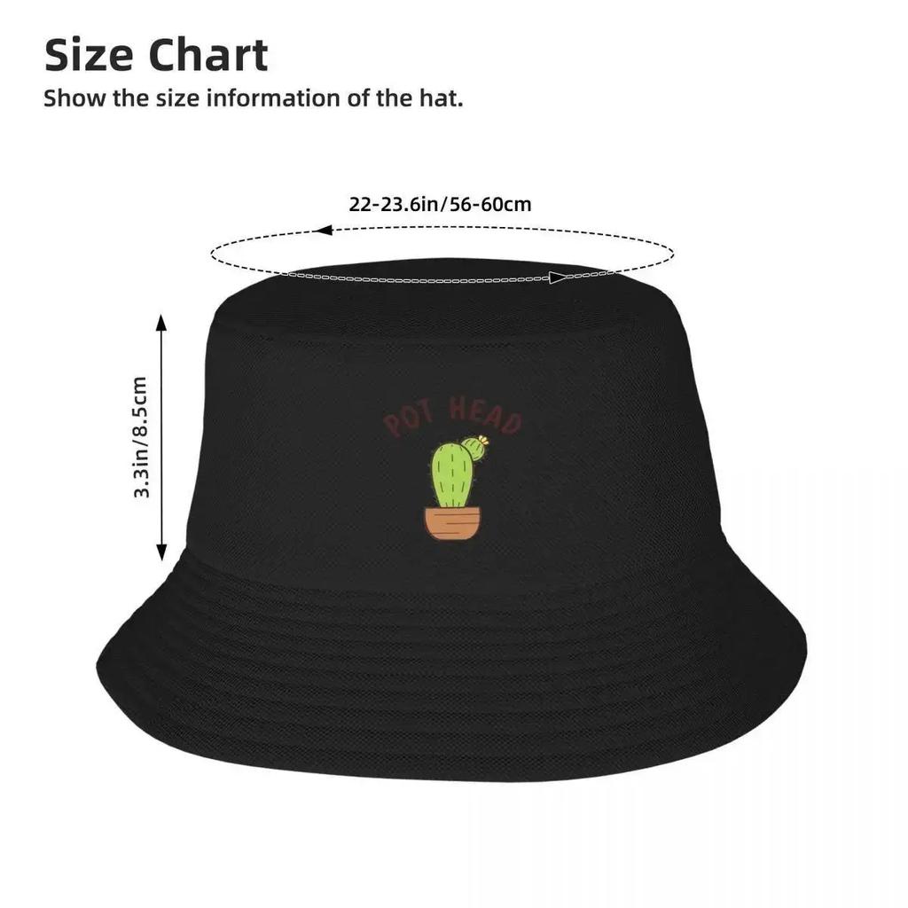Pot Head with Succulent Cactus Flowers  Bucket Hat Hiking Hat Western Hat New In The Caps For Men Women's