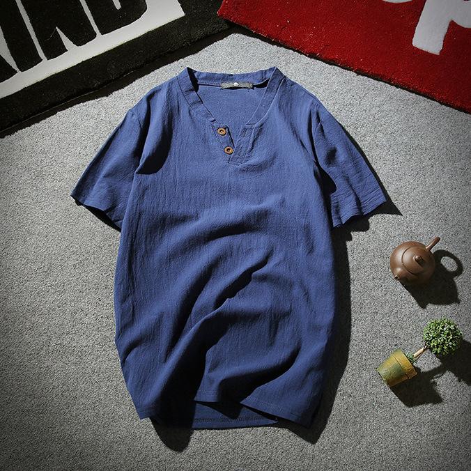 Letní pánské tričko s krátkým rukávem v čínském stylu Loose Large Size Ležérní tričko