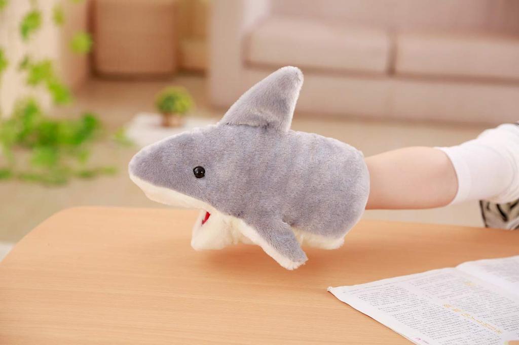(pont du monde) puppet hand puppet stuffed animal ventriloquism puppet show finger puppet children animal (shark)