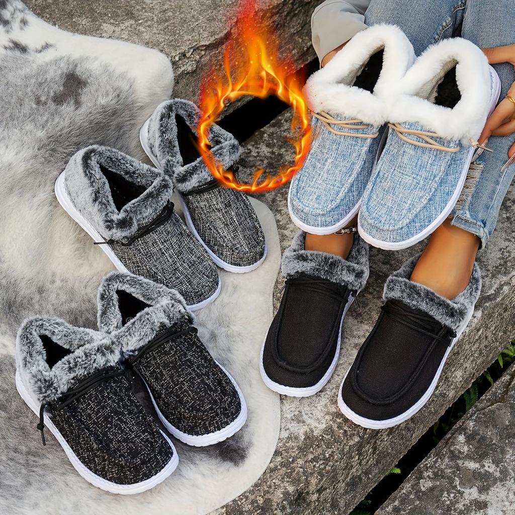 Women's Cotton Boots 2025 Fall/Winter Women's Warm Indoor/Outdoor Casual Slip-On Fleece-Lined Thickened Cotton Boots Size 45