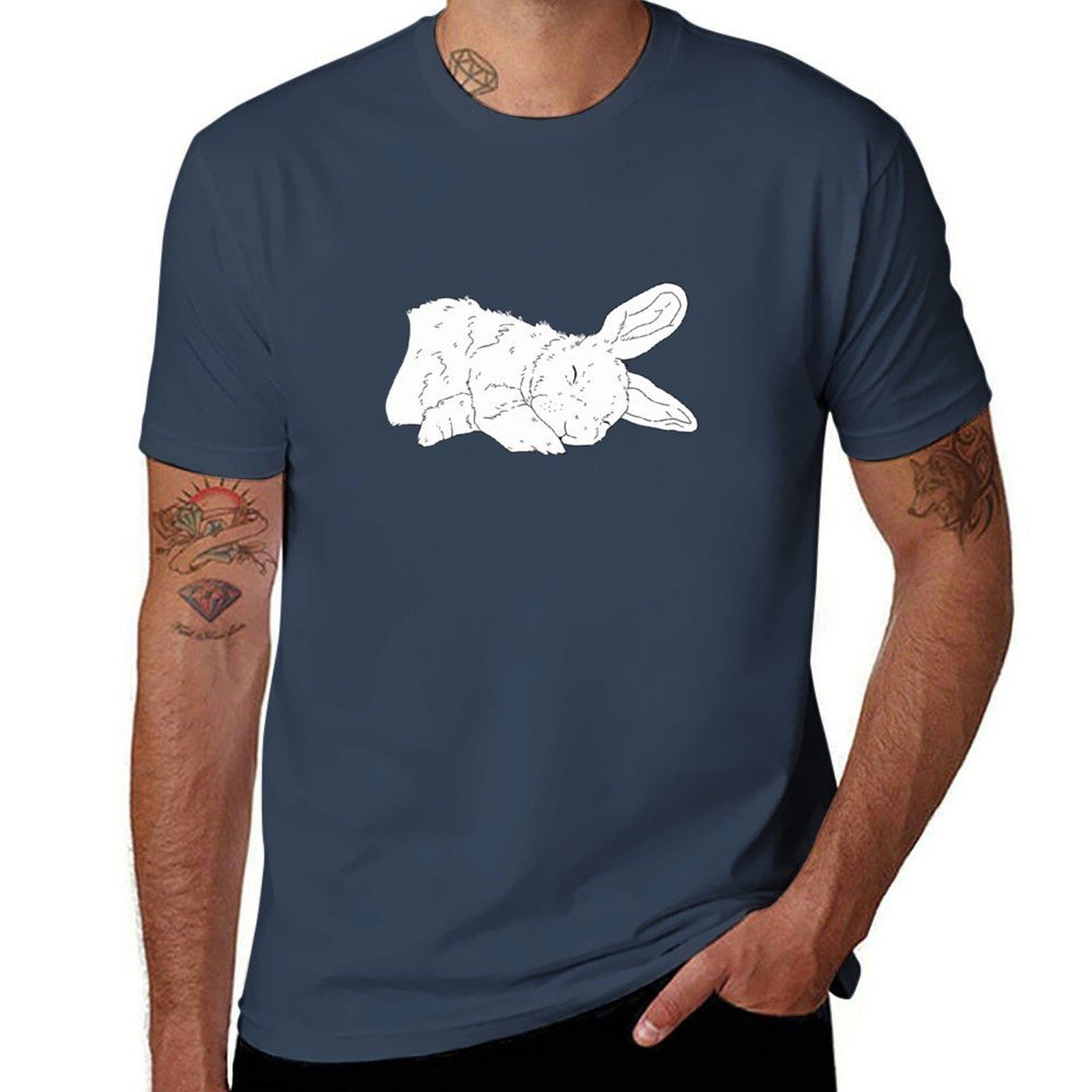 Sleepy Bunny Rabbit Napping Snuggly TShirt Casual Streetwear Short Sleeve Tee S