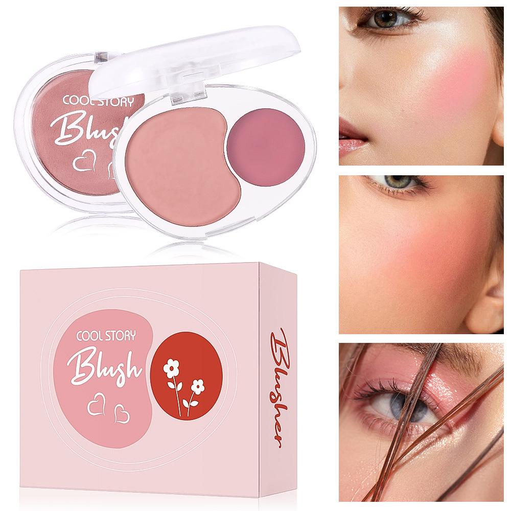 Double Mix Blush Clay Soft and Delicate Contouring Mashed Potatoes 2 Color Face Brightening Mousse Blush Paste Tray