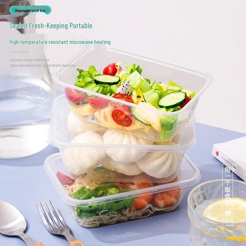 JINGRX Disposable Rectangular Plastic Meal Prep Containers with Lids
