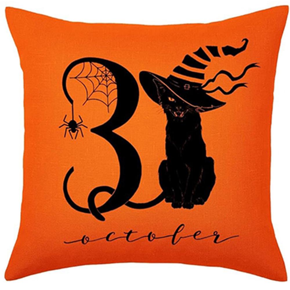 

Spooky Halloween Decor: Trick or Treat, Happy Halloween, Boo, and Black Cat with 3 October Pillow Covers Sofa cushion cover,gift 16x16Inch