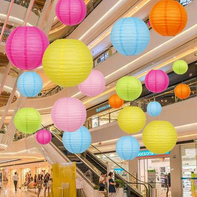 5PCS 4 Inch Chinese Round Paper Lanterns Handmade DIY Decoration Paper Lanterns Foldable Creative Handcrafts Festival Decor