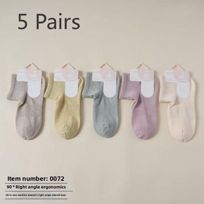 5 Pairs of Women's New Summer Thin Cotton Sweat Absorbing Breathable Rectangular Socks