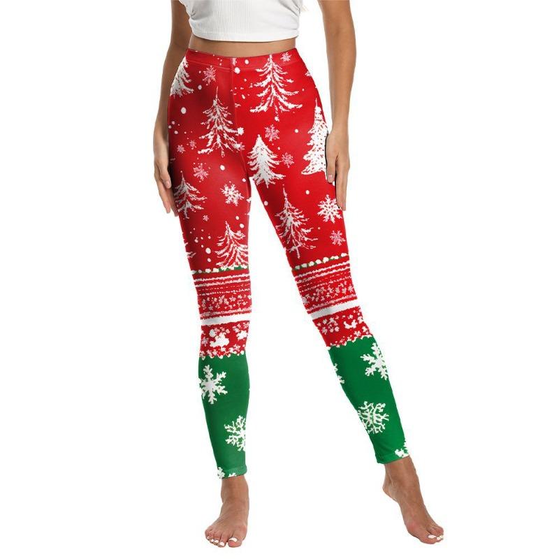 Christmas women's leggings new women's pants printed sports yoga pants peach hip pants women