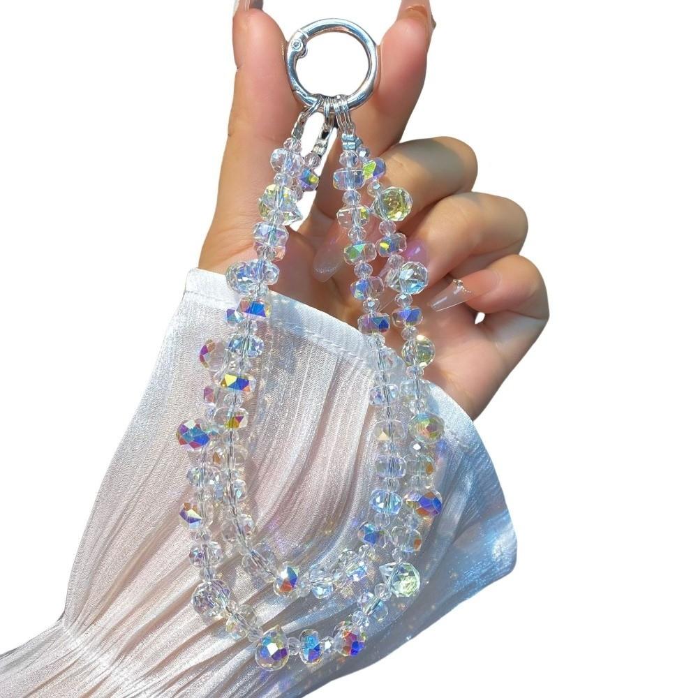 Double Chain Phone Lanyard Shiny Crystal Keychain Charm Exquisite Wrist Strap Mobile Phone