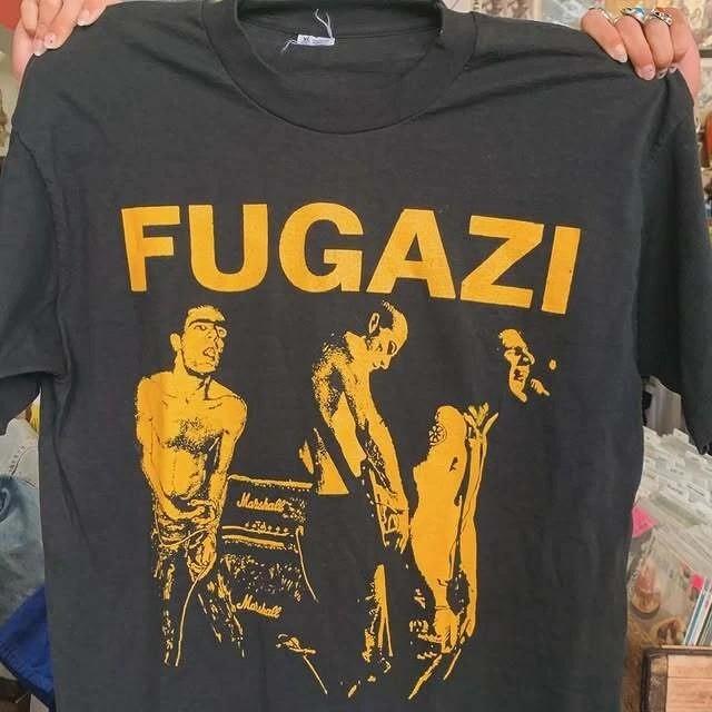 Vintage Fugazi Punk Band Retro Style Black Unisex Tshirt Men Women Unisex T-Shirt XXL