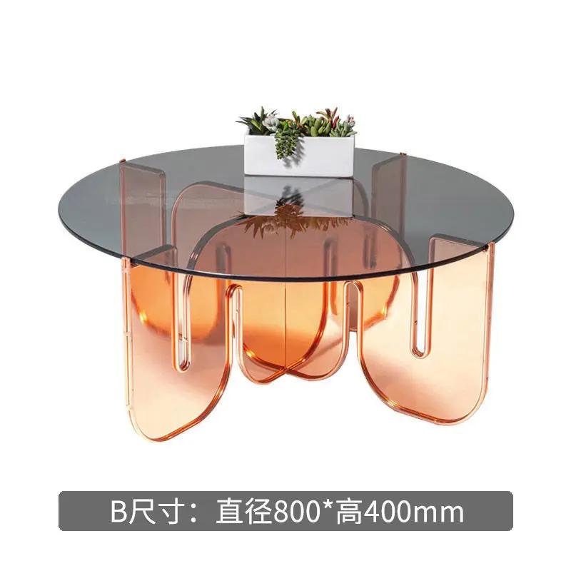 Acrylic coffee table creative personality advanced lighting luxury transparent glass round living room modern coffee table