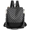 Elegant Women's Backpack Dani Black Leather Checkerboard OS