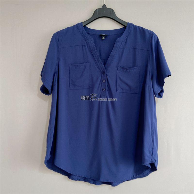 

Export USA Torr * Plus Size Women s Summer Short Sleeve V Neck T-shirt Loose Chiffon Shirt Shirt V Neck Blouse Navy 1