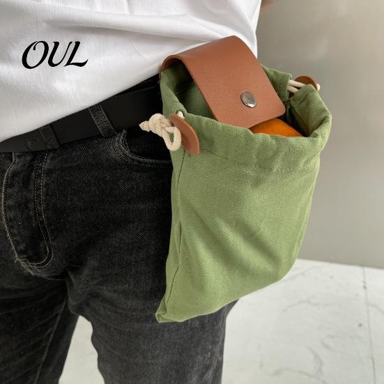 Kleine Faltbare Fruchtaufbewahrungstasche zum Sammeln mit Gürtel, Leinwand und PU-Leder Hüfttasche, Verstellbar Freihändig zum Pflücken von Obst und Gemüse