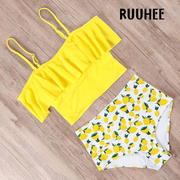 

RUUHEE высокой талией бикини Купальники Купальник пуш-ап купальный костюм