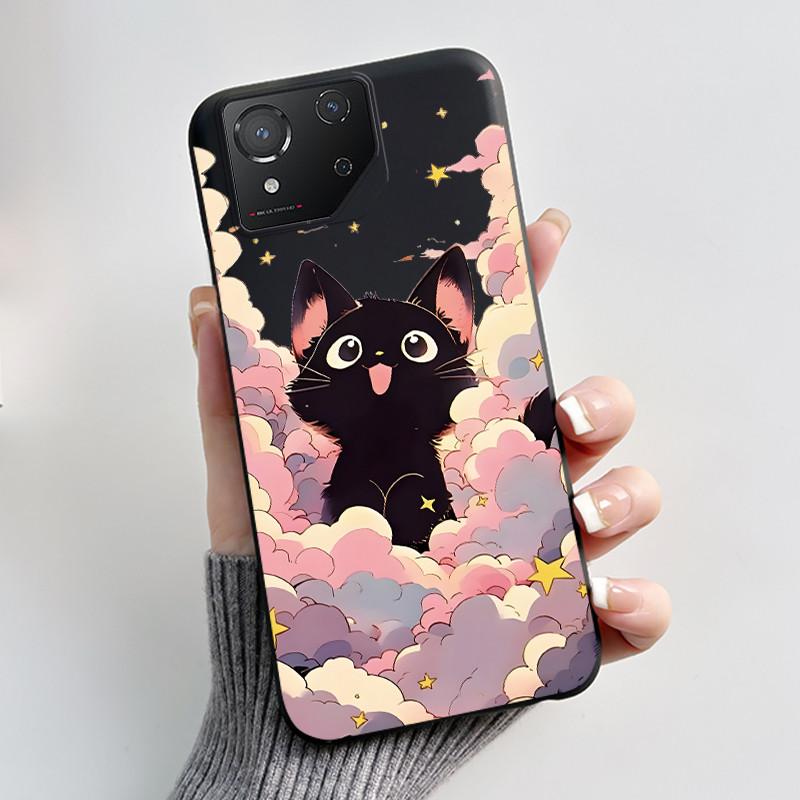 Casing For Asus ROG Phone 8 Phone8 ROG8 Pro Case Luxury Dragon Cute Cool Boys Girls Slim Black Matte Soft TPU Back Protect Cover