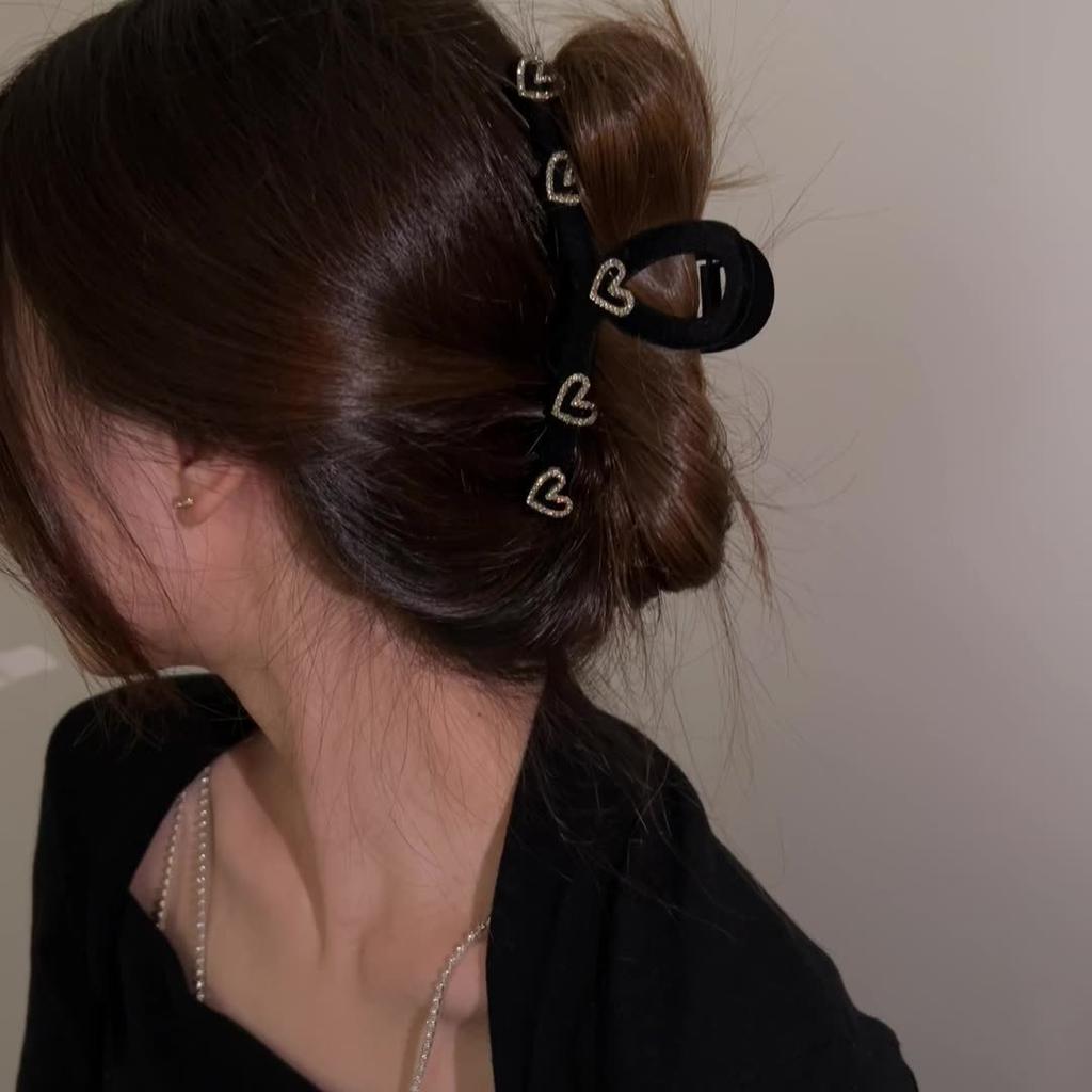 Love rhinestone flocking clip, headdress, large hairpin, high ponytail on the back of the head, hair grab clip, hair accessories, Japanese