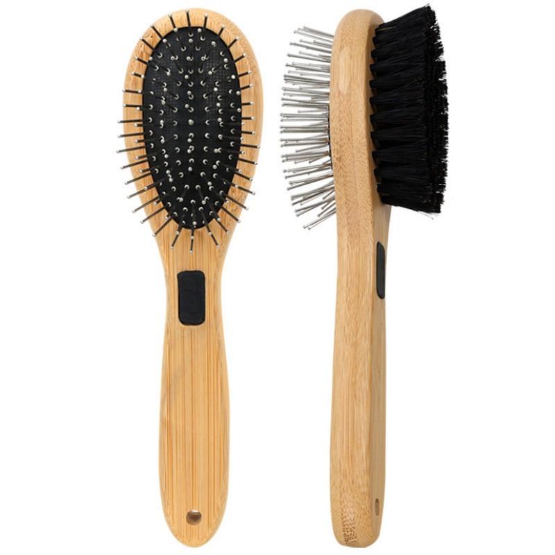 Dog Comb Double-sided Dogs Brush Bamboo Dog Grooming Brush Pet Hair Remover Massage Combs for Cat Hair Knot Cleaning Brushes