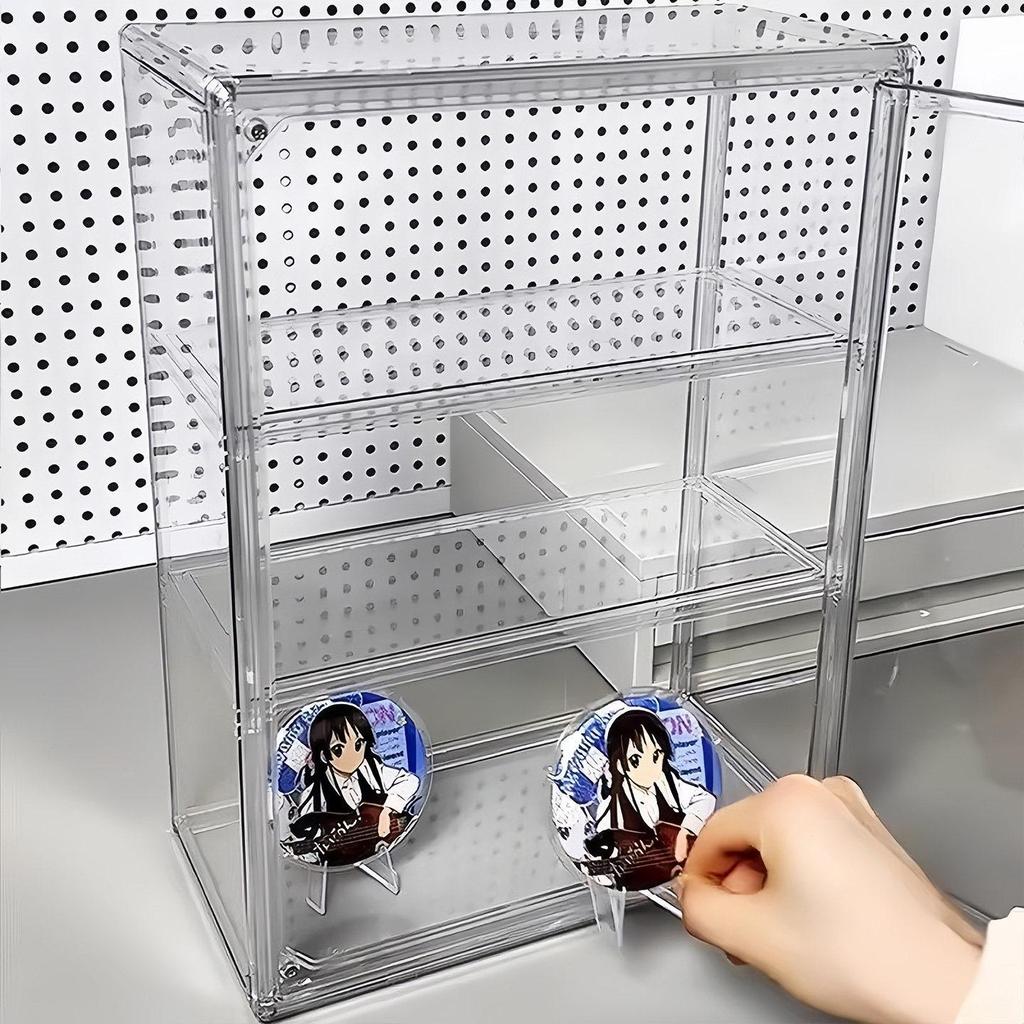 Clear Acrylic Multi-Layer Desktop Storage Display Case with Dustproof Protection for Figures and Badges