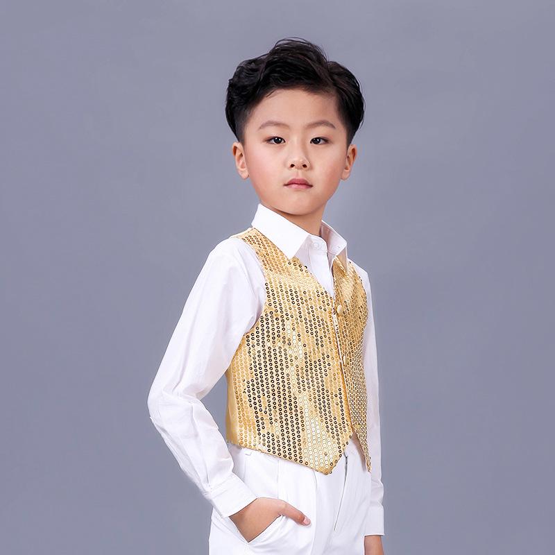Children's Sequin Vest Dancewear: Jazz, Street, Catwalk Performance Costume for Girls and Boys