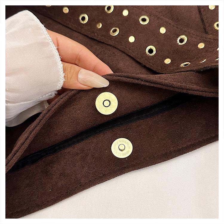 Women's Deerskin Tote with Metal Rivets - Spring/Summer 2025 Casual Shoulder Bag