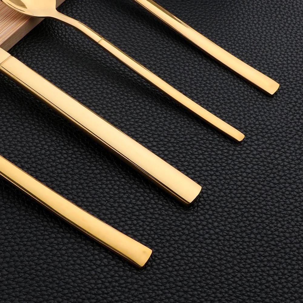 24Pcs Gold Tableware Sets Stainless Steel Cutlery Knife Tea Fork Coffee Spoon Flatware Dishwasher Safe Dinner Kitchen Dinnerware