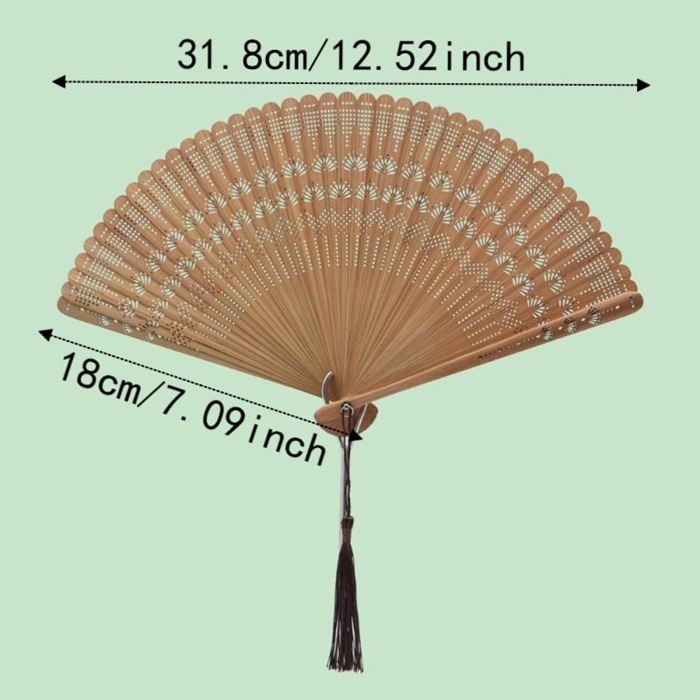 Chinese Style Folding Bamboo Fan Solid Color Portable Tassel Folding Fan Exquisite Classical Kimono Fan Hanfu Accessories