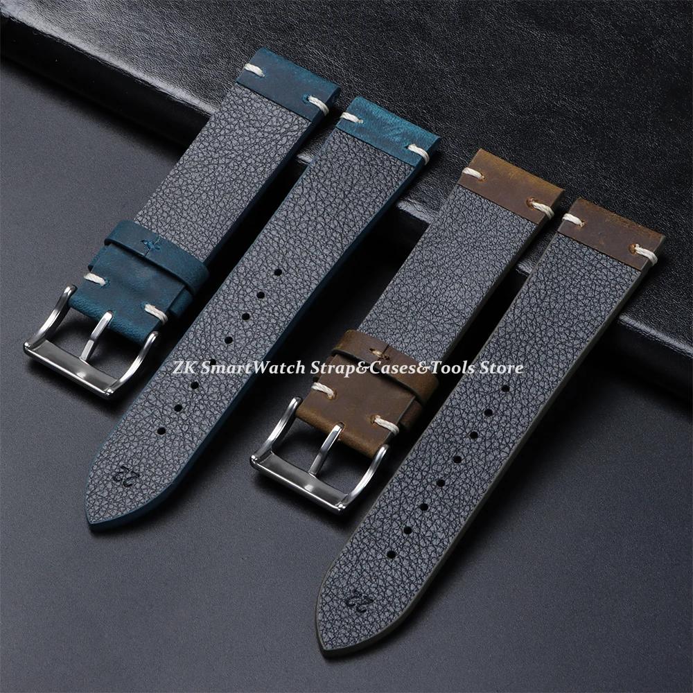Geniune Calf Leather Watchband 18mm 20mm 21mm 22mm 24mm Watch Strap for Samsung Watch Strap for Huawei Watch Gt2/Gt3 Sport Belt