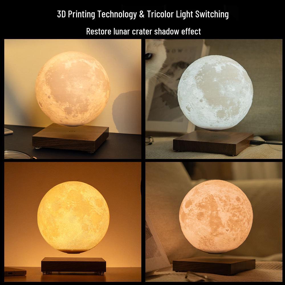 Walnut Wood Magnetic Levitation Moon Lamp: 3D Printed Smart Night Light