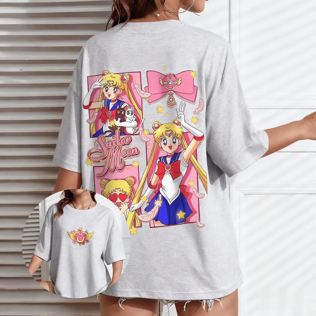 2026 New Year Sailor Moon Anime Unisexs and Womens Tshirt Casual Cartoon New Summer Street Tshirts