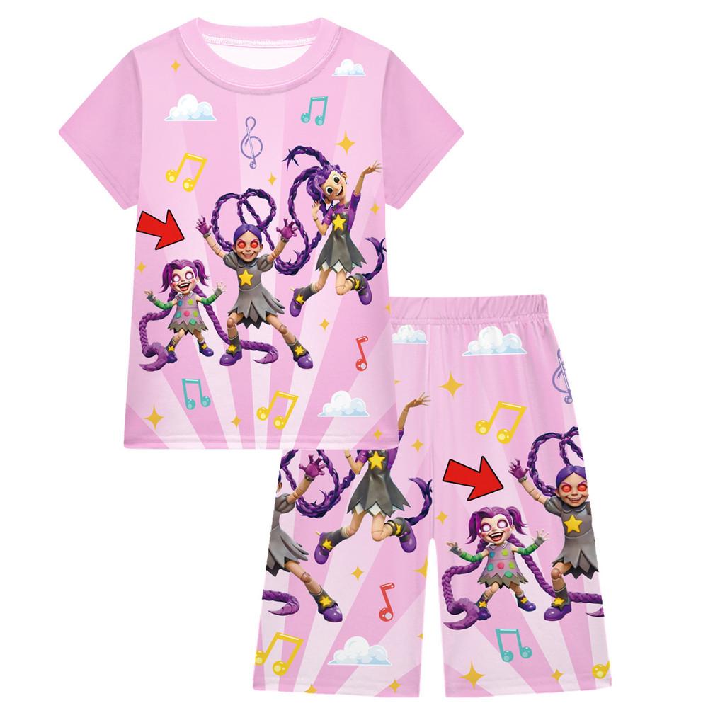 

19773 Multi-color Girls Lily Lovebraids Printed Short Sleeves T-Shirt Pants Shorts Sets 110cm рожевий