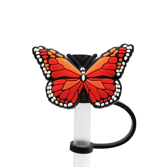 2Pcs Straw Cover Beautiful Butterfly Shape Silicone Straw Lid Food-grade Straw End Plug for Home Party Bar