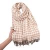 Winter warm plaid scarf women's new shawl couple versatile contrasting colors knitted student thousand bird plaid scarf