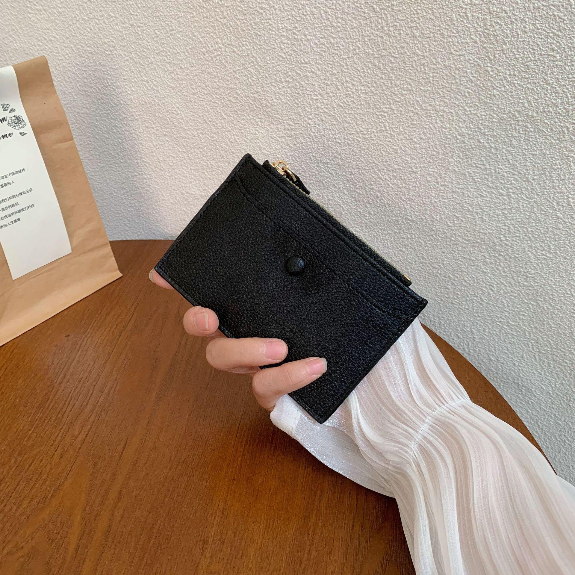 

Женский мини-кошелек на молнии и многоразовый кошелек с брелком для ключей - в корейском стиле чёрный