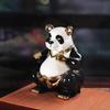 Panda 5 Jin Gold-Plated Ceramic Wine Bottle Ornament