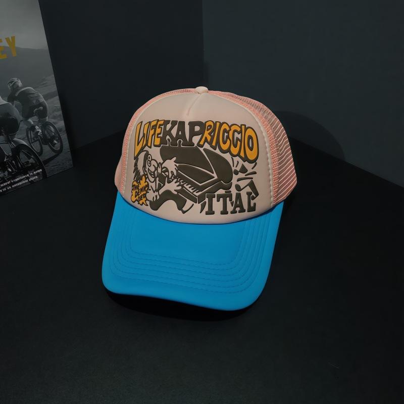 Spring and Summer European and American Personalized Printed Alphabet Baseball Caps Men's and Women's Sunshade Mesh Color Matching Outdoor Piano Hats