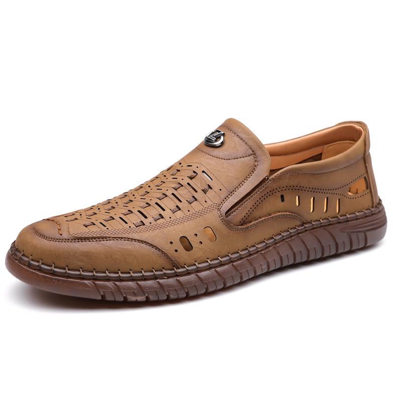 2026 Herren Sandalen mit großen Kreuzriemen aus echtem Leder - Atmungsaktiv, Lässig, Perforiertes Design