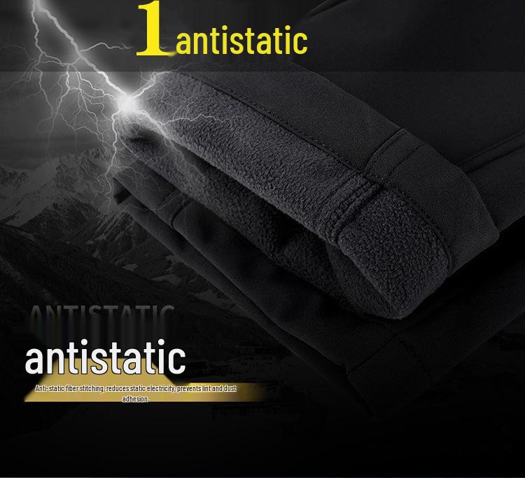 Men's Outdoor Windproof Ski Pants: Winter Fleece-Lined, Cold-Proof, Multi-Pocket Softshell for Mountaineering