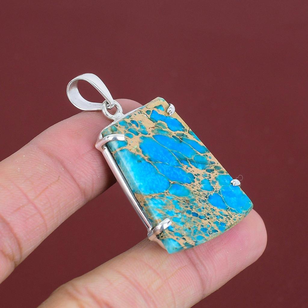 Blue Sea Sediment Jasper Pendant 925 Sterling Silver Pendant Brand New Jewelry Handmade Pendant Very Pretty Gemstone Jewelry Gifts For Women