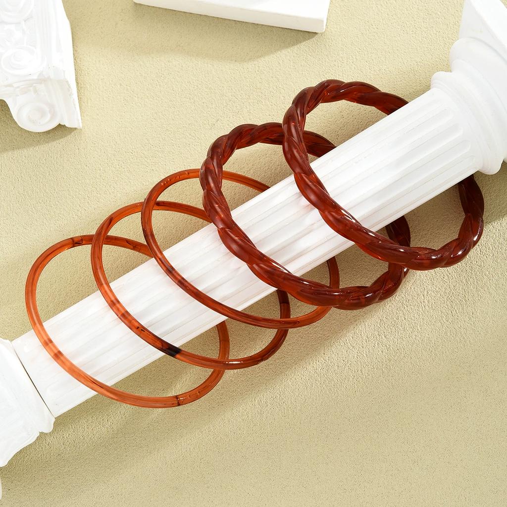iF ME Zestaw Vintage Bransoletek z Żywicy Akrylowej, Minimalistyczne Luksusowe Stackable Bangles dla Kobiet