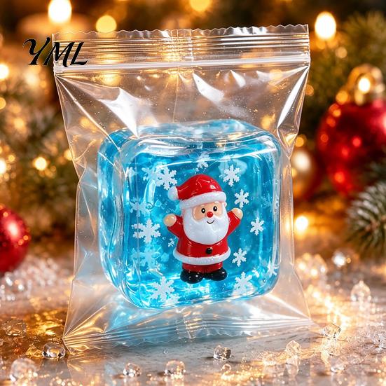 Stress Relief Toy for Halloween Christmas, Anxiety Reduction Ice Cube Squeeze Clear Fidget Toy, Slow Rising Sensory Holiday Gift