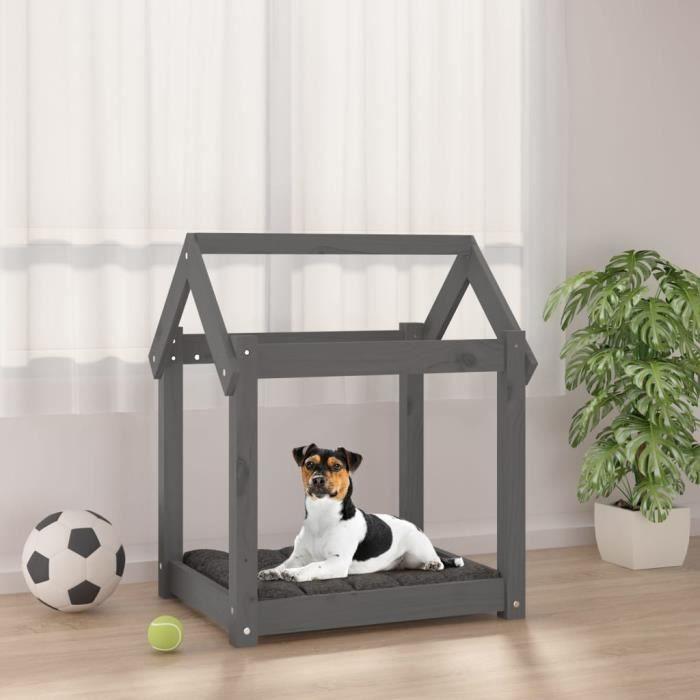 822199 vidaXL Lit pour chien Gris 61x50x70 cm Bois de pin solide