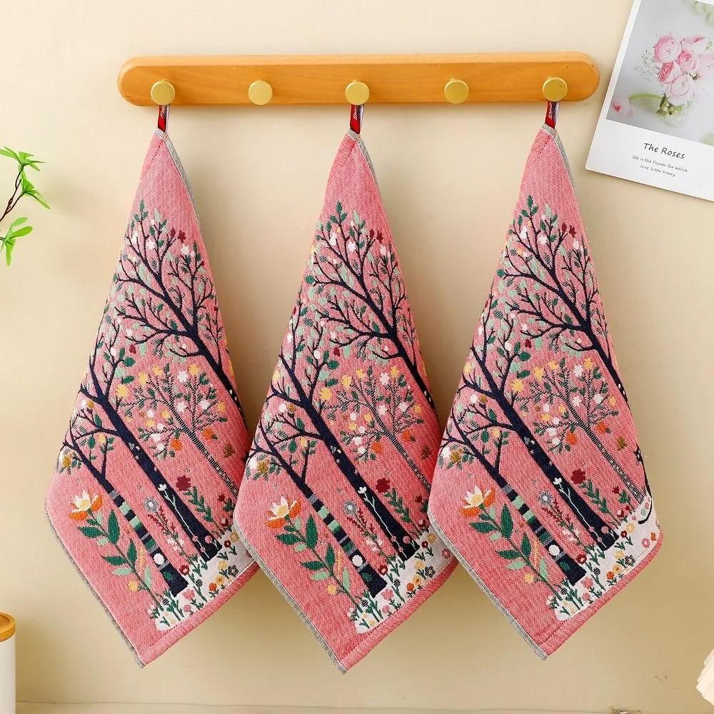4pcs 4 Layer Cotton Gauze Forest Pattern Face Towel Quick Dry Kitchen Towel Tea Towel  Bathroom