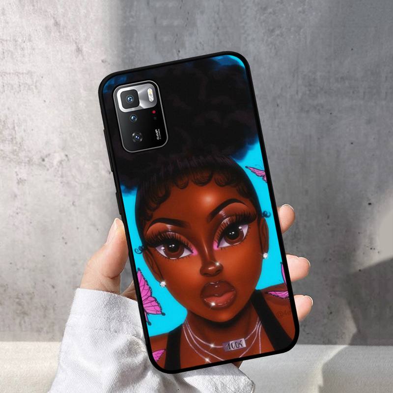 Модный черный чехол для телефона с изображением девушки для Redmi Note 10 9 8 6 Pro 8T 5A 4X X 5 Plus 7 7A 9A K20