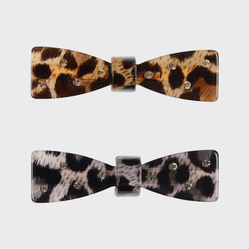 

Eireve POLKA DOT BOW HAIR CLIP SET 2PCS (LEOPARD) leopard pattern