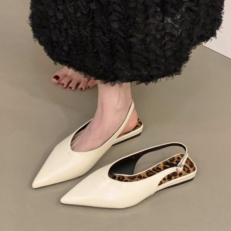 Fashion Bailamos Brand Women Sandals Pointed Toe Elegant Flat-heel Shoes Summer Fashion Slingback Woman Mules Shoes Pumps Dress Shoes Mu