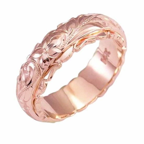 

Wedding Band Hand Carved Vintage Alloy Women Rose Flower Ring Engagement US 8 рожевий колір золота